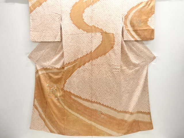 JAPANESE KIMONO / HOMONGI / EMBROIDERY / SHIBORI / FLOWER